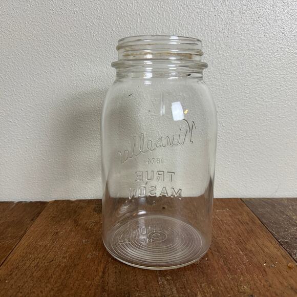 Rare Vintage Kinsella 1874 TRUE MASON Clear Glass Canning Jar Quart Size - Picture 8 of 9